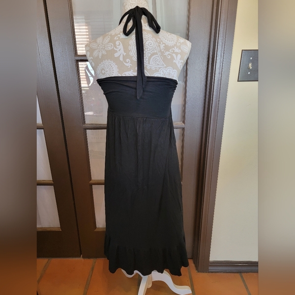 Women's Black Halter Dress Sz M - Picture 2 of 4